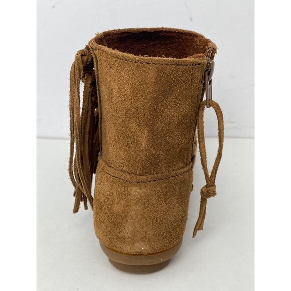 Minnetonka womens Size 5 Dusty Brown Willow Ankle Boots w Side Fringe NEW - Picture 9 of 12